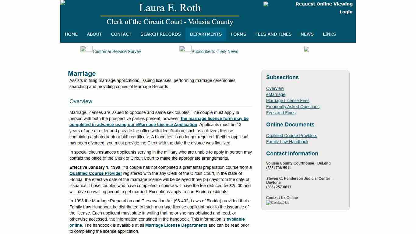 LAURA E. ROTH Clerk of the Circuit Court, Volusia County Florida