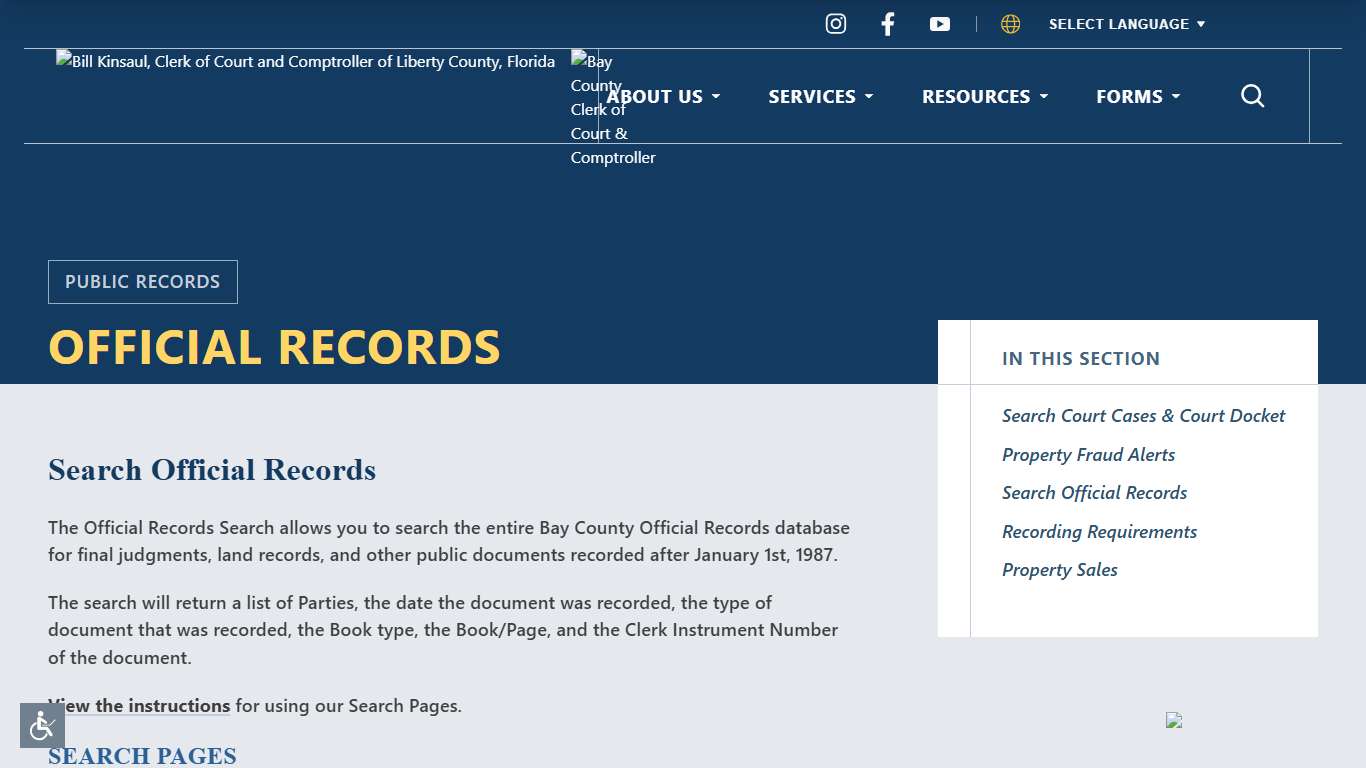 Search Official Records Bay County Clerk of Court & Comptroller